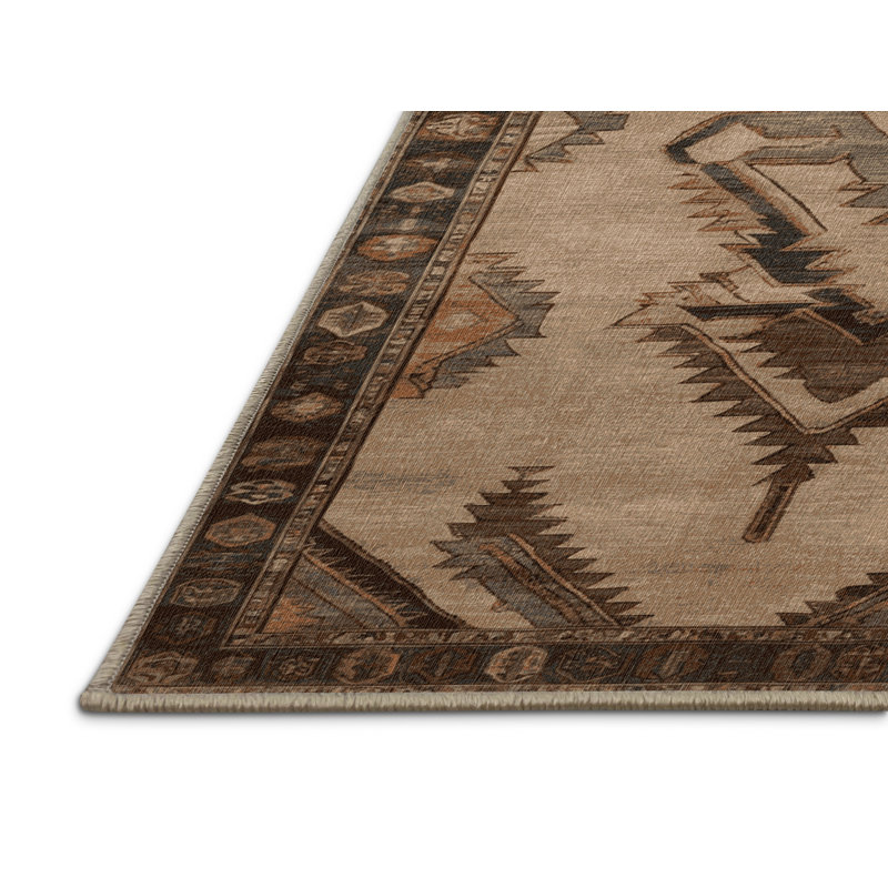 Machine Washable Persian Brown Area Rug, Square 3'