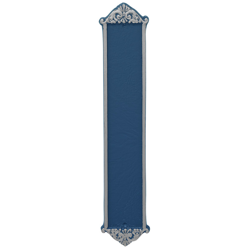 Plaque d’adresse murale sur 4 lignes, Bleu mer / Argent