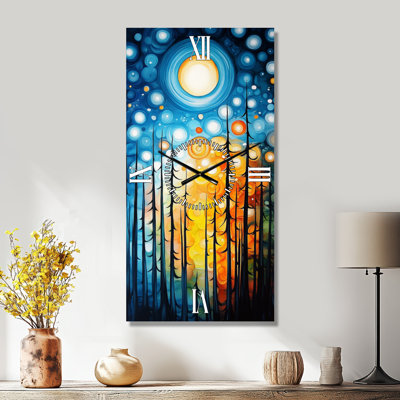 Moonlight Summer Forest Walk I - Celestial Large Metal Wall Clock