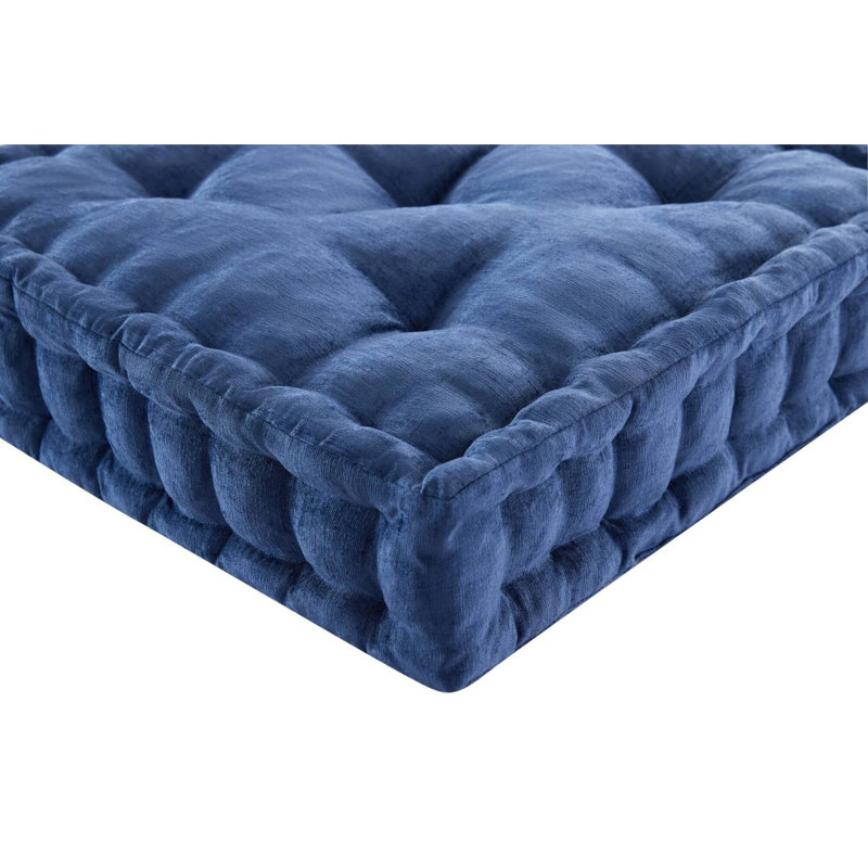 Coussin de sol carré en poly chenille - 24 x 24 po, Navy Blue