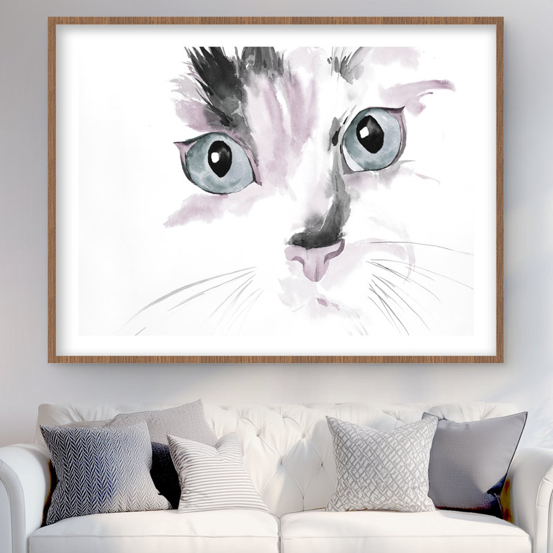 Close-up Watercolor Cat Print - Pink Reflection | Home Decor