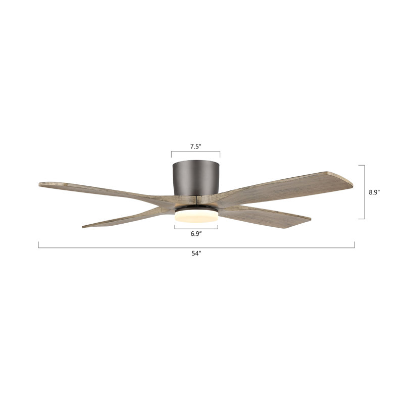Ventilateur de plafond en bois à intensité variable avec télécommande Quala, 54 po de largeur