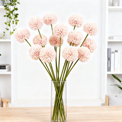 12 pièces bouquet de pissenlit artificiel, 12 pouces de petites boules simulées rondes de fleurs de soie de chrysanthème, jardin, cuisine, bureau, table, vase, fleurs décoratives, rose
