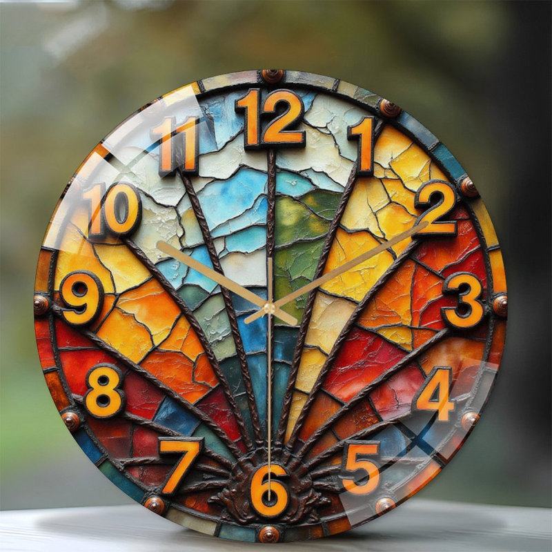 Horloge murale vitrail Horloge murale élégante 12 po