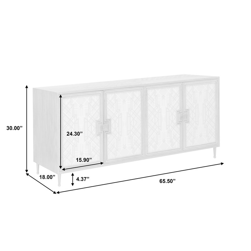 Light Wood and Gray 4-Door Mid-Century Modern Credenza