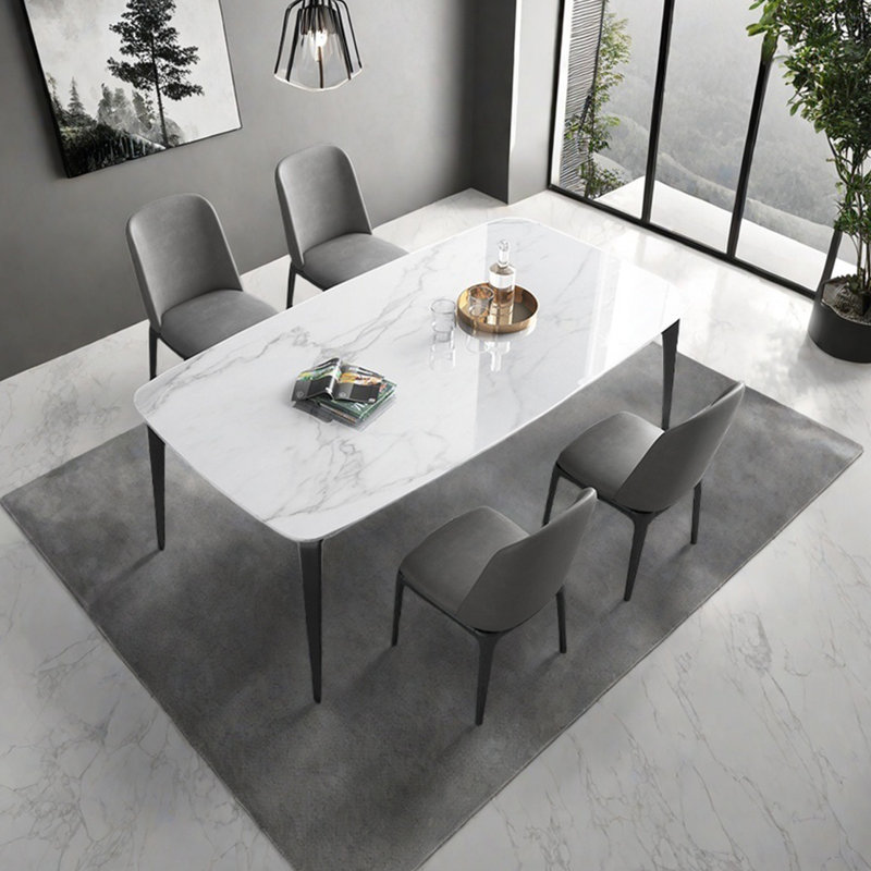 Simple Rock Slab Dining Table, 29.52"H x 70.86"L x 35.43"W