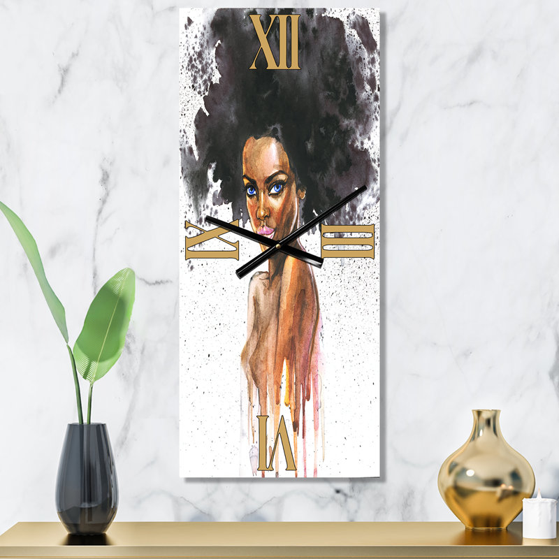Portrait d'une femme afro-américaine - horloge murale moderne, Petit