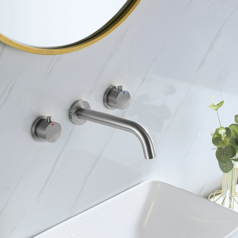 Wall Mounted Optional 2-handle Bathroom Faucet, Gold, 1.2 GPM