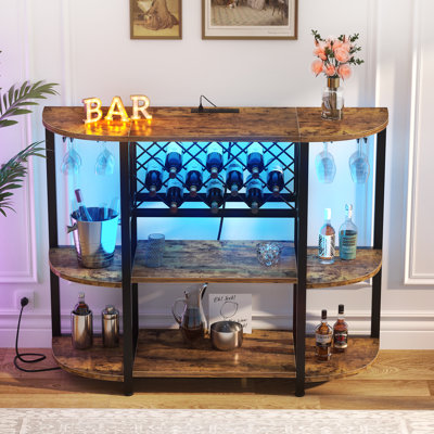 Bar à vin avec porte-bouteilles 47,5 po Minjae