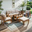 Ensemble de patio modulaire d'extérieur en bois d'acacia de 5 pièces Timberlane, ensemble de conversation avec canapé, fauteuil, table basse et 2 repose-pieds, coussins hydrofuges, conception transitionnelle pour terrasse