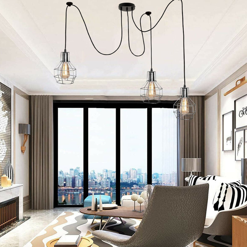 Barner 3 - Light Chandelier, Brushed Silver