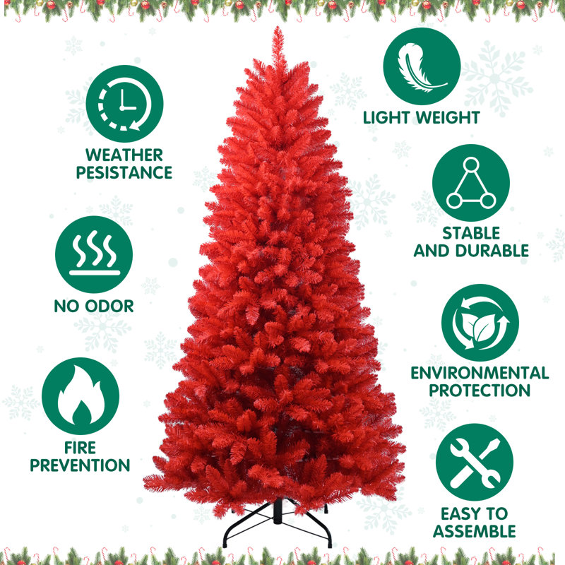Artificial Red Christmas Tree, 6'