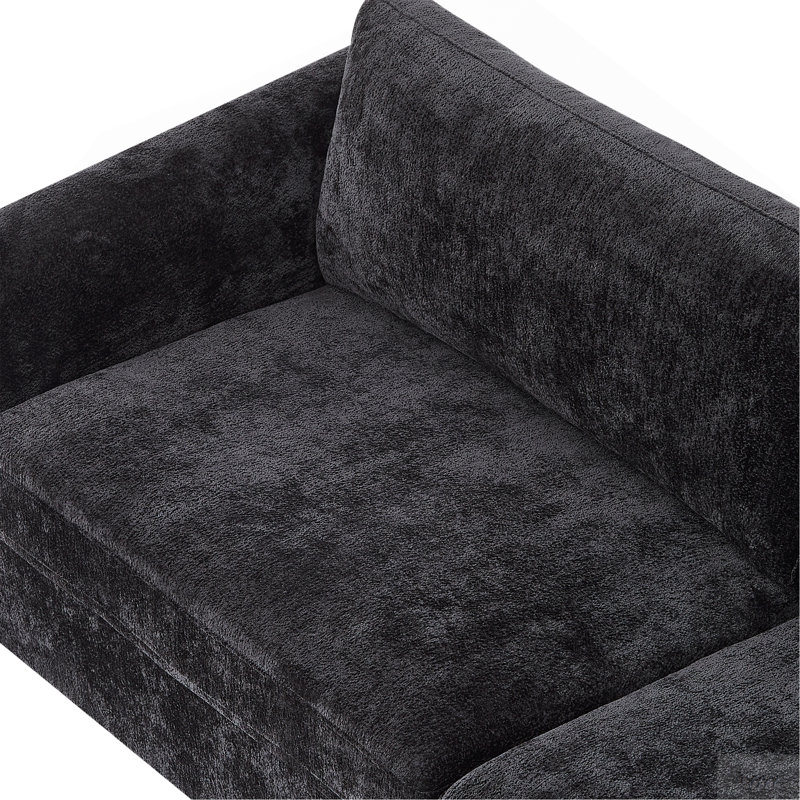 Canapé avec revêtement en tissu texturé, Noir