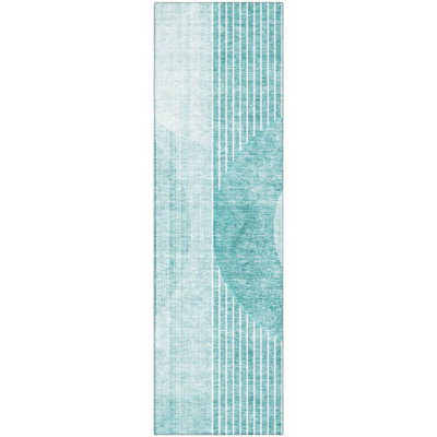 Premium Machine Washable Prisco Teal Rug