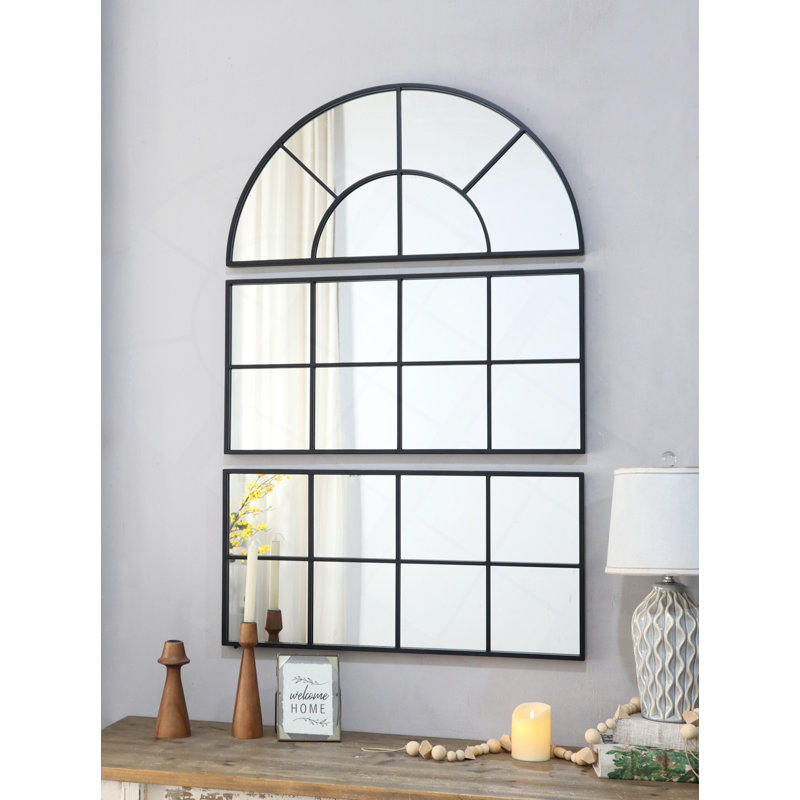 Grand miroir mural arqué 30 "x 45" avec trois sections séparées
