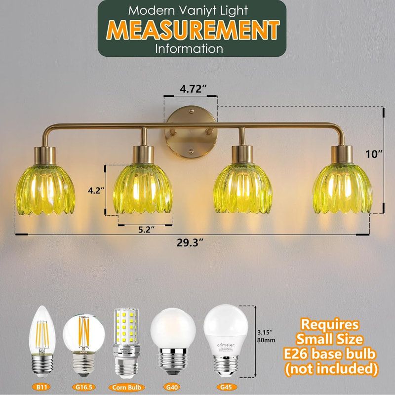 Luminaire de salle de bain, Vert / doré, 4