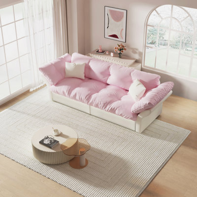 74.8" Queen Pull Out Sofa Bed, 3-In-1 Convertible Sleeper Tufted Sofa With 2 Soft Pillows,Multi-Functional Velvet Loveseat Bed