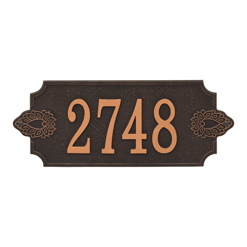 Plaque d'adresse murale personnalisée 1 ligne Sofia, Bronze huilé / cuivre, Oui