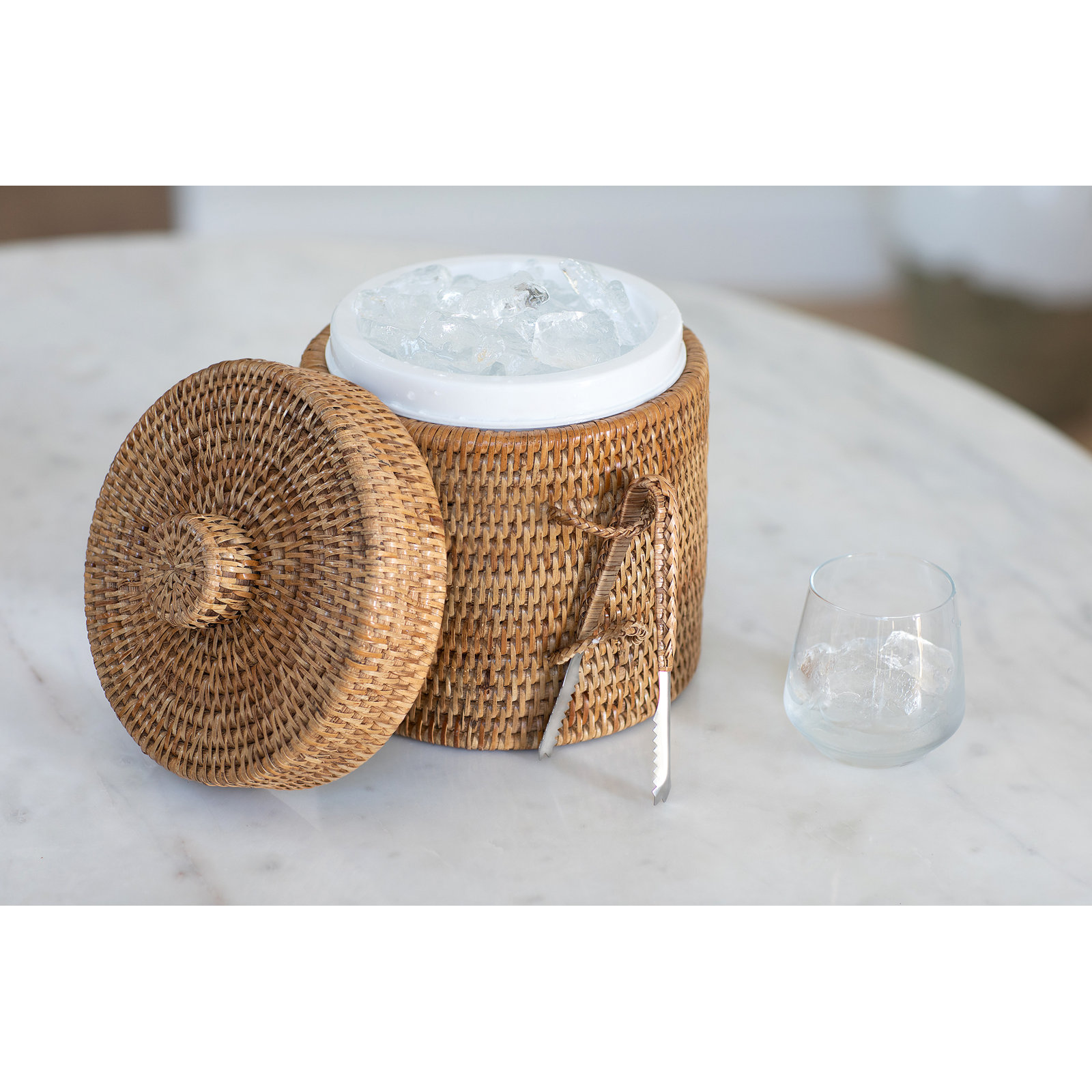 Wynwood Ice Bucket, 13" H x 10" W x 10" D, Honey Brown