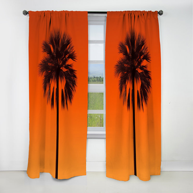 Brockport - Palm Trees Curtain - Blackout Floral Curtain - 1 Panels, 52" W x 90" L