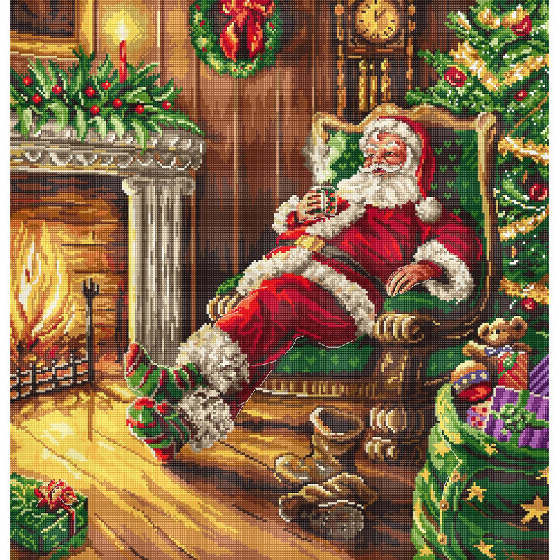 Ensemble de point de croix compté Santa's Rest par la cheminée par Letistitch L8052