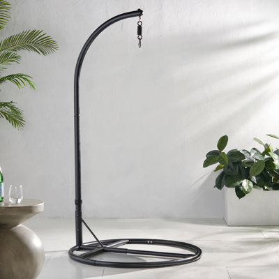 Chaise suspendue de fond noir, avec support et ceinture en fer thermolaqué robuste, pour le plaisir intérieur et extérieur, 44 x 44 x 80, fond noir de 43,16 lb, Robust Merry Times, 44 x 44 x 80 pouces, 43,16 livres