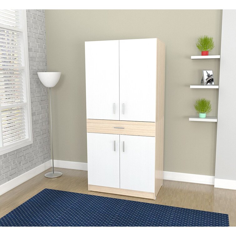 Space Saving Solid Wood Folding Armoire Desk with Storage Cabinet .