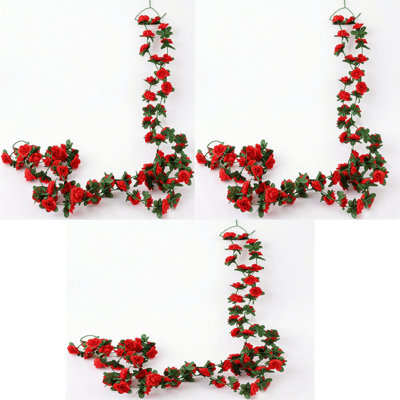 Paquet de 6 guirlandes de fleurs artificielles rose vif chacune 8,2 pi Fausse guirlande de roses vignes pour fleurs de mariage, centre de table, pièce, tipi, décor de miroir