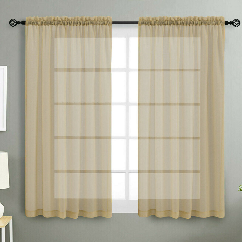 Dima Sheer Curtain Pair, 52"W x 63"L, Linen