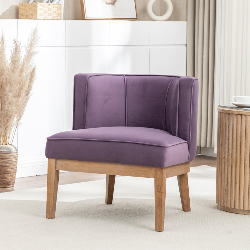 Fauteuil demi-tonneau Karoll, Velours mauve, 1