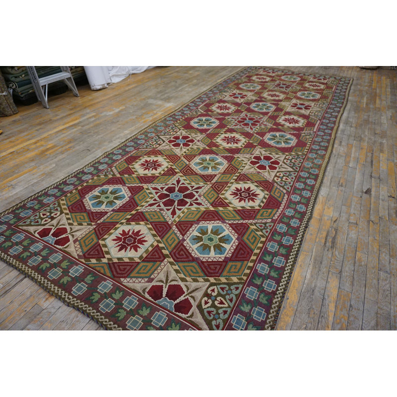 Antique Large Needlepoint French Flat Weave Rug