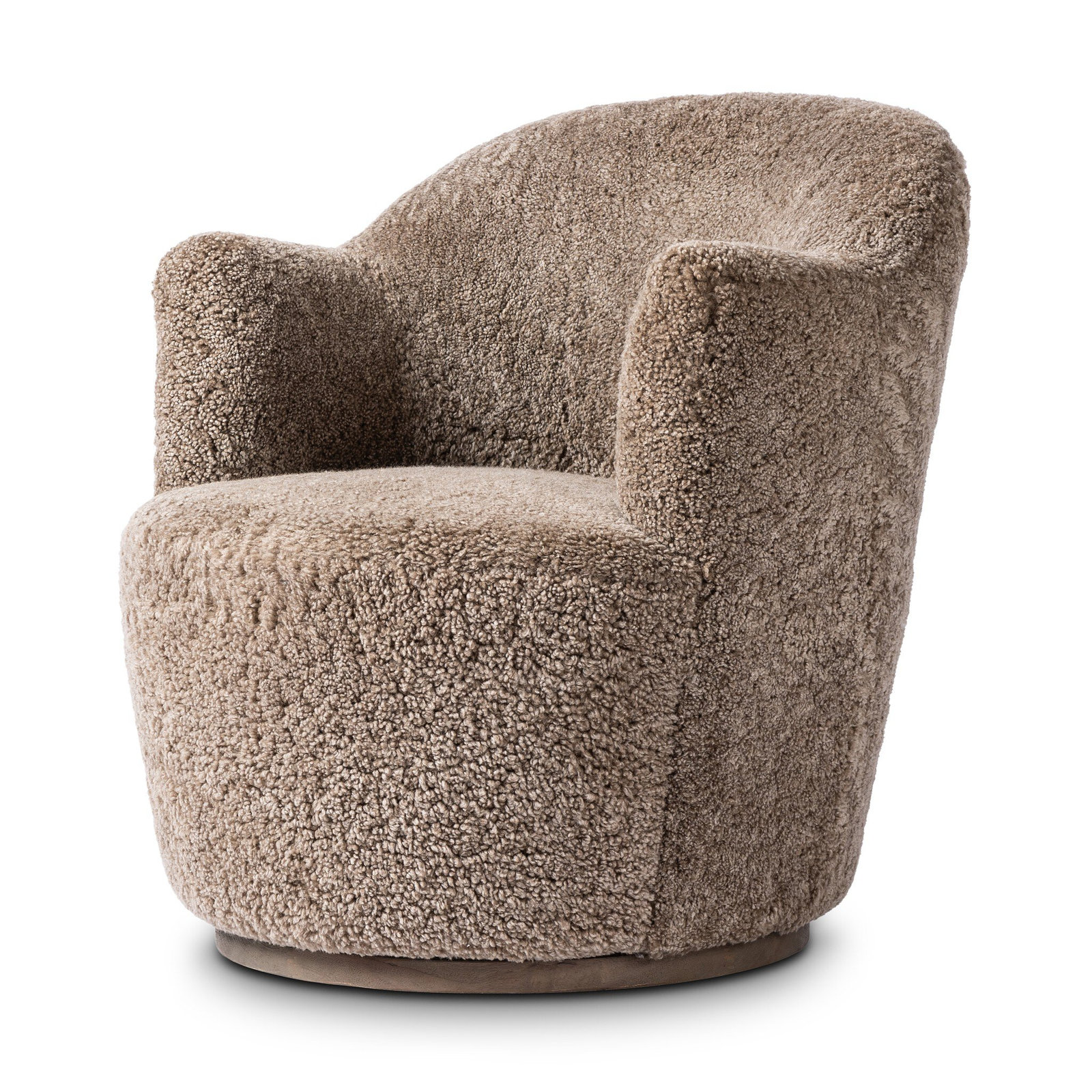 Corson Swivel Accent Chair, Taupe Shearling