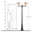 Lampadaire solaire d'extérieur à 2 têtes avec télécommande, lampadaire imperméable Dusk to Dawn pour jardin, allée, allée et jardin