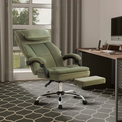Chaise de bureau, grande et haute chaise de bureau de direction avec repose-pieds et appui-tête amovible, chaise de bureau ergonomique à haut dossier avec fauteuil givré confortable