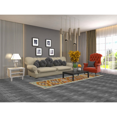 Tapis de couloir oriental réversible en laine Kilim 3 x 10
