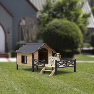 Chenil d'extérieur pour chien en bois avec porche