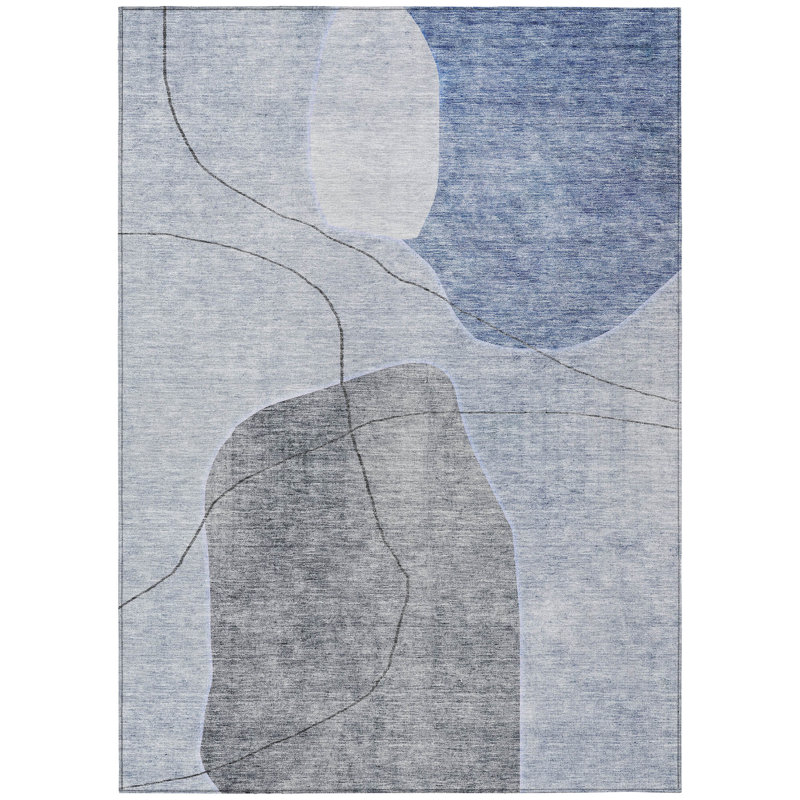 Washable Abstract Indoor / Outdoor Rug, Rectangle 2'6" x 3'10"