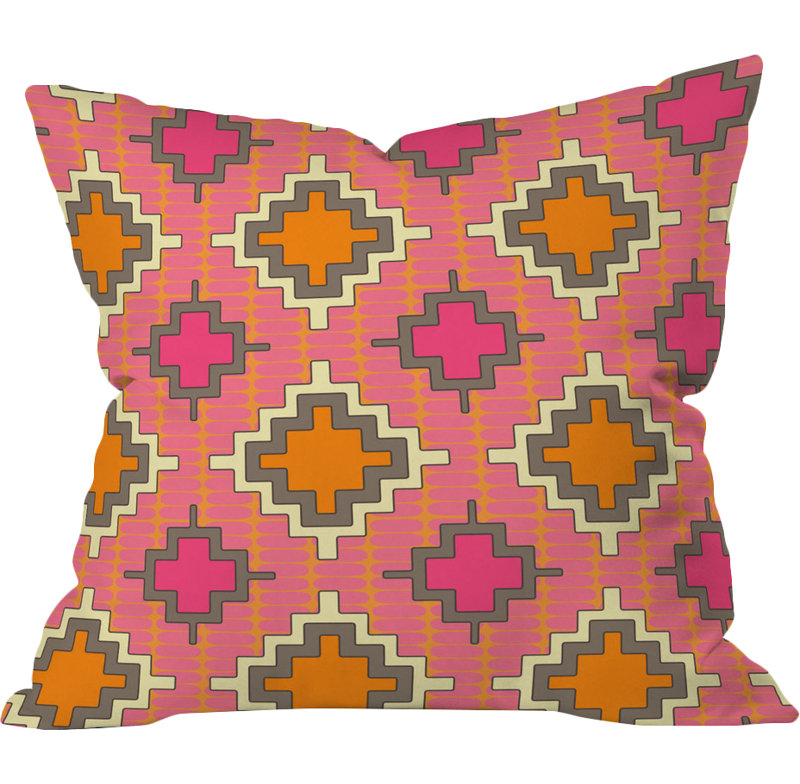 Tangerine Kilim Outdoor Throw Pillow, 18" x 18"