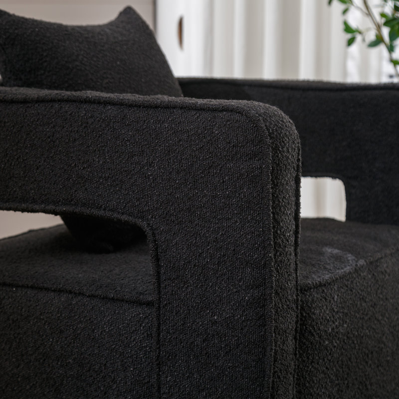 Fauteuil demi-tonneau pivotant de 29 pouces de largeur, Bouclé noir