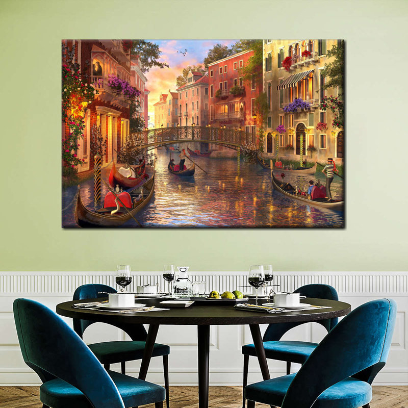 «Romantic Sunset In Venice», reproduction sur toile, H 24 po x l 16 po x P 1,25 po