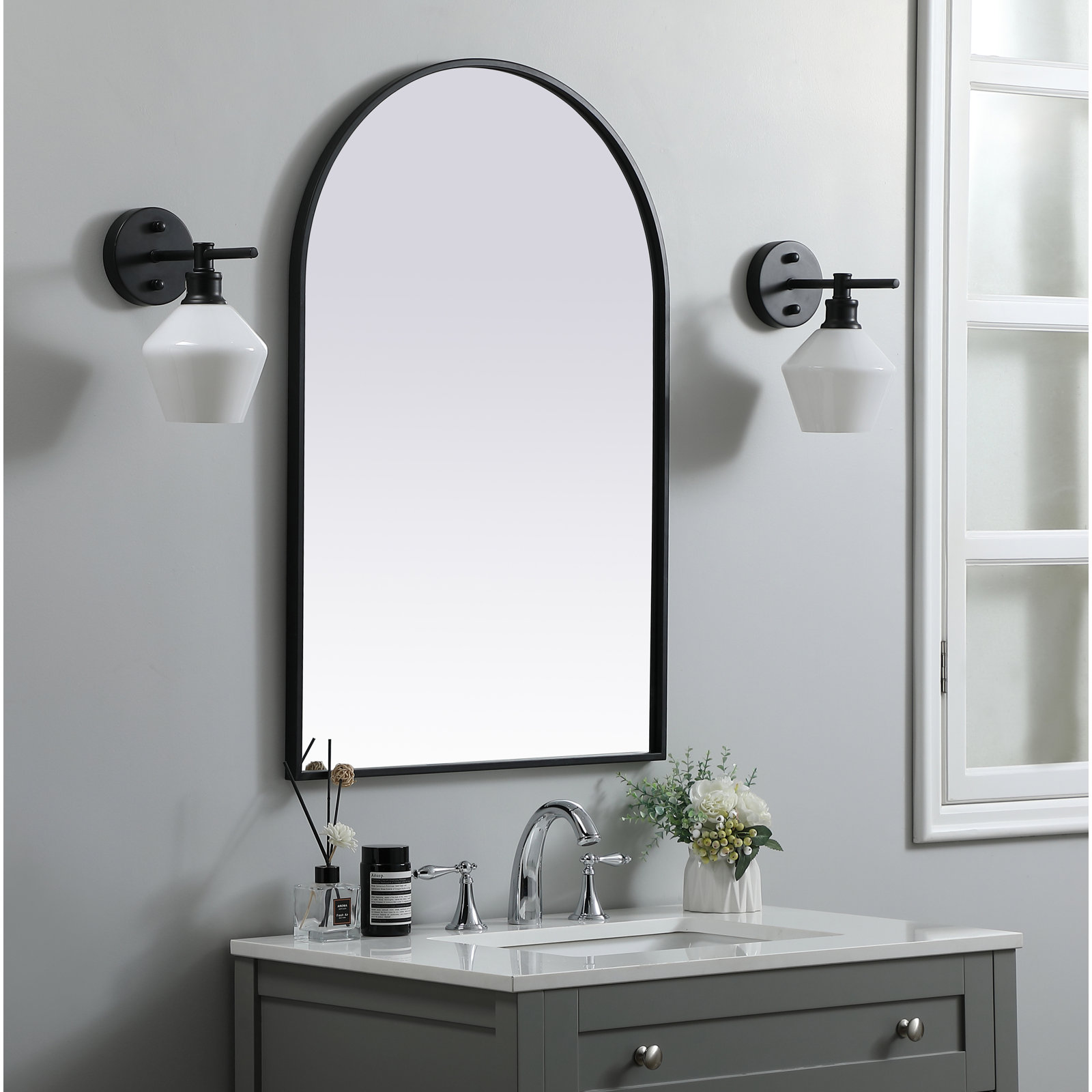 Sabine 36" Accent Mirror, Black, 36" x 24"