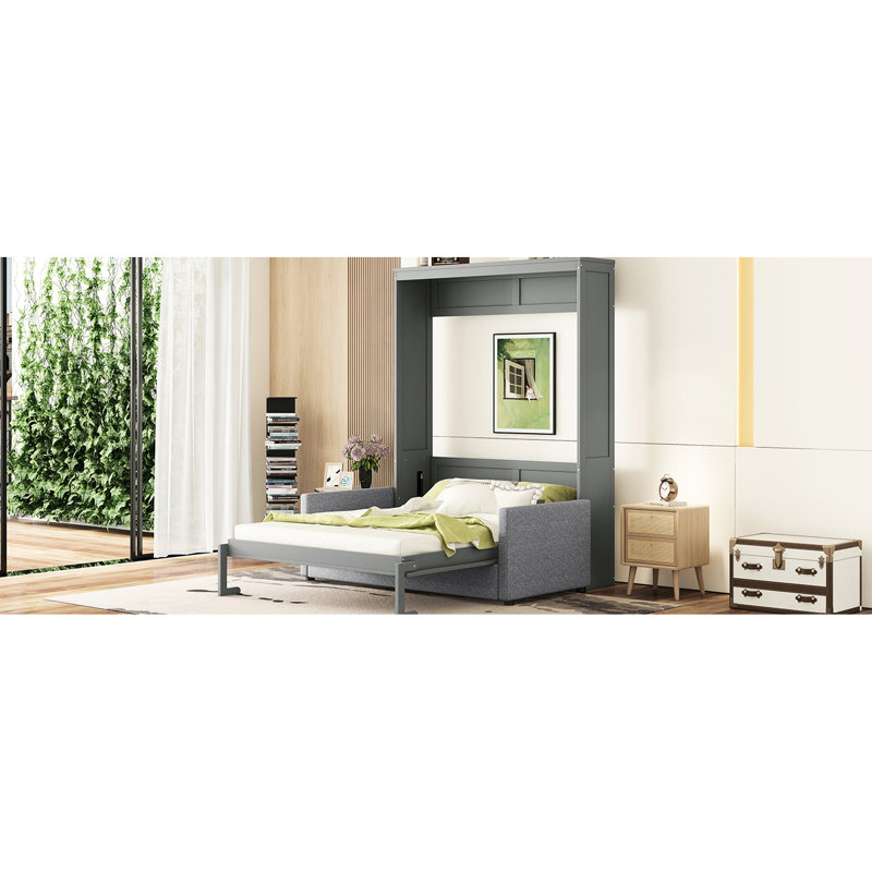 Grand lit gris - cachette confortable avec rangement pour petite reine, espace de rangement optimisant, Grand lit