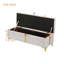Banc de rangement rembourré beige, pieds en métal, pour chambre à coucher et salon, design moderne, grand espace de rangement, 47,2 po x 15,6 po, 15,8 po