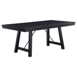 Brar Dining Table, 72 Inch Rectangular Top, Trestle Base, Black Iron, Wood