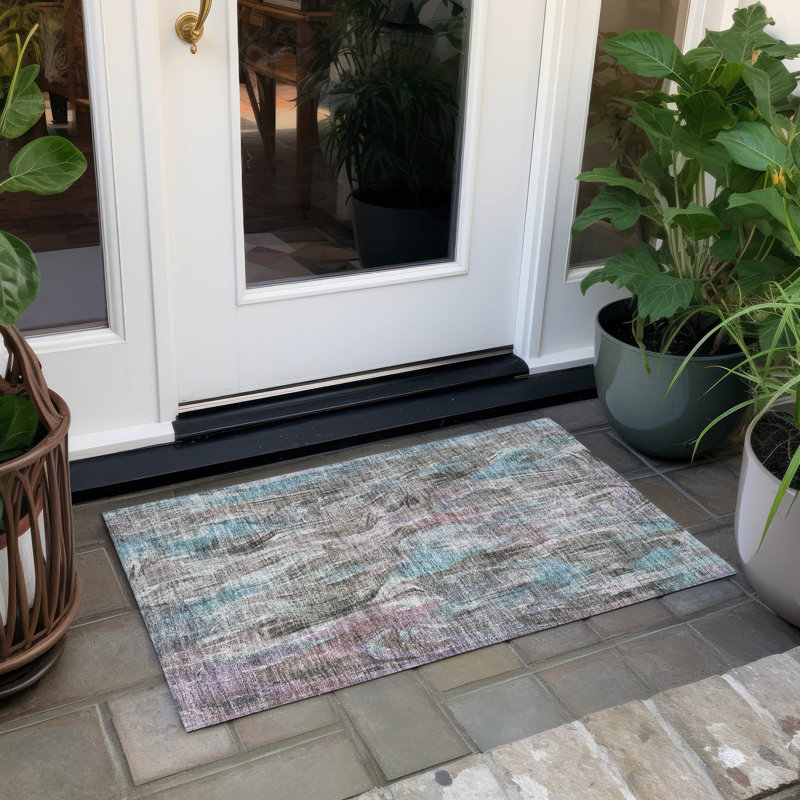 Machine Washable Indoor/Outdoor Houtz ACN2269 Abstract Rug, Rectangle 1'8" x 2'6"