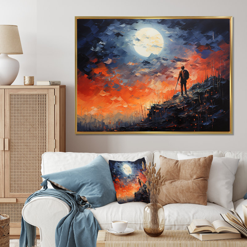 Sommet «Mountain succès», art mural, H 16 po x l 32 po x P 1 po, Cadre flottant doré