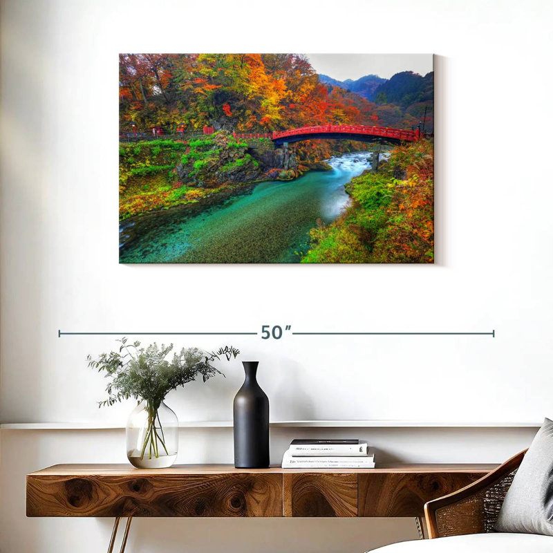 Lilie Shinkyo Bridge In Autumn, 24" H x 36" W