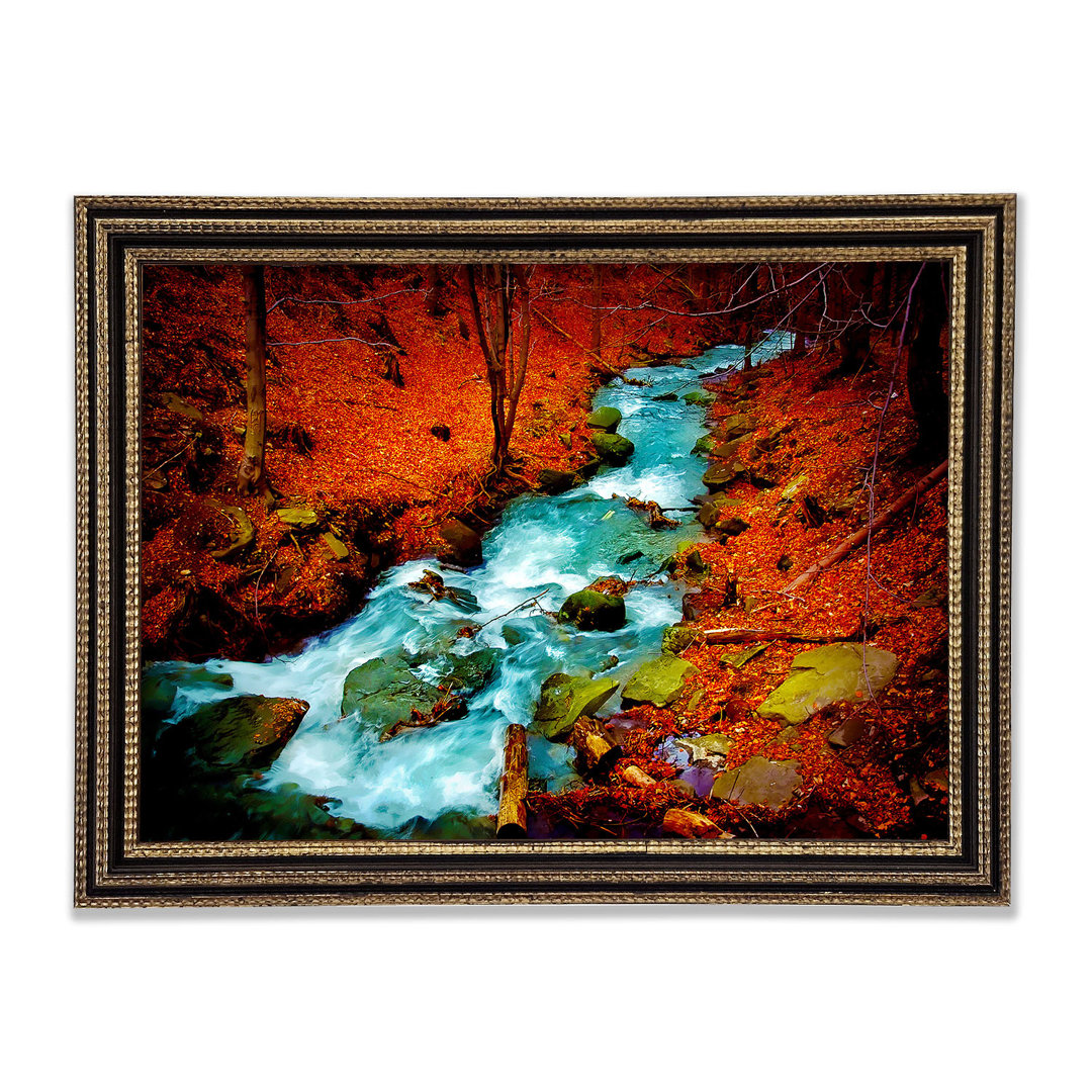 Gerahmtes Leinwandbild Red Autumn Stream