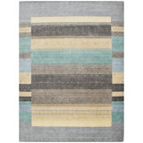 Wool Striped Area Rug in Blue/Cream/Gray