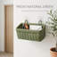 Paniers suspendus de style osier pour le rangement de la cuisine, de la salle de bain et de l'entrée, en plastique, avec crochet autocollant, ensemble de 3, vert